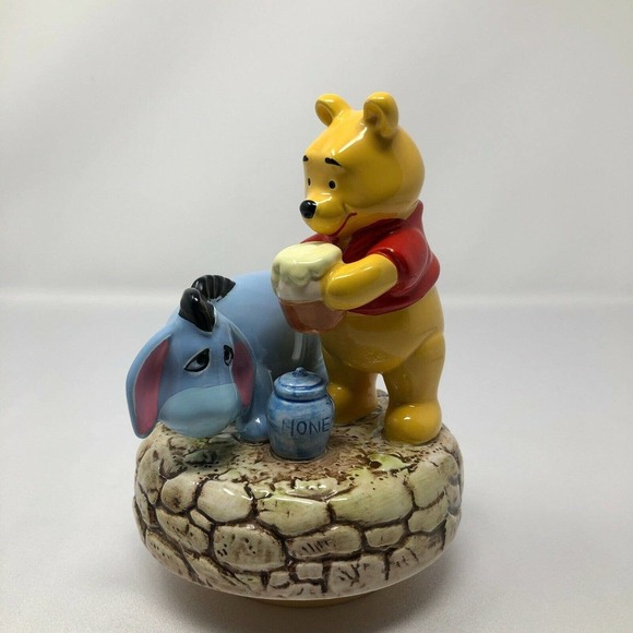 Winnie The Pooh Eeyore Schmid Ceramic Figure With Music Box Vintage Disney Works - Picture 8 of 12